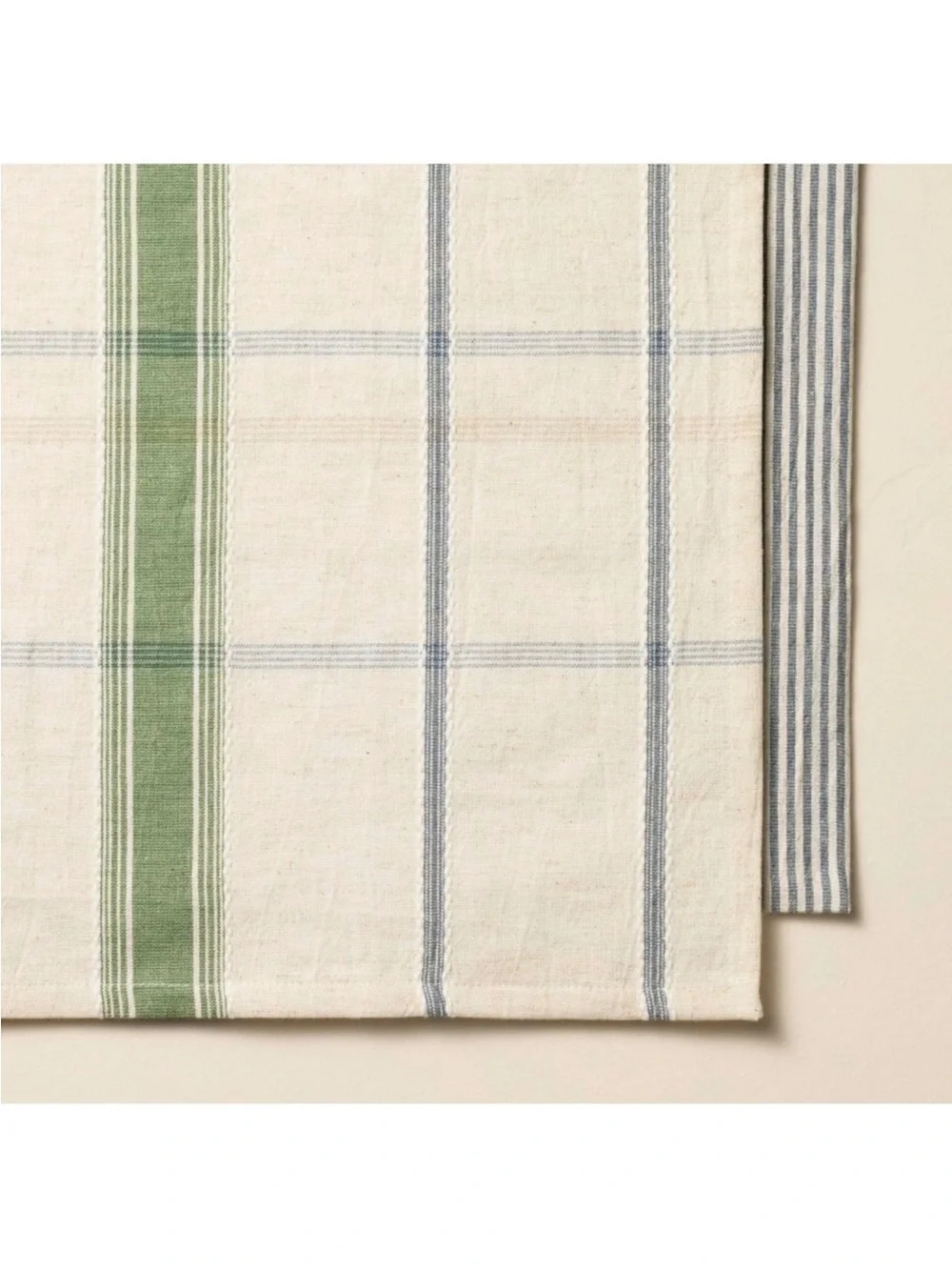 Hearth & Hand Kitchen Towels Set of 2 Navy Green Plaid Stripe NWT